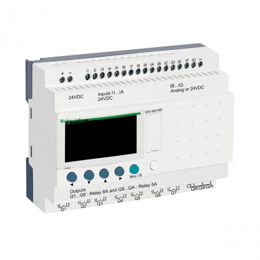 SR3B261BD - Zelio Logic - relais intelligent modul.- 26 E/S - 24Vcc - horloge - affichage