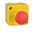 XALK178 - Station de commande, Harmony XALD, XALK, plastique, couvercle jaune, 1 bouton coup de poing rouge 40mm, tourner pour débloquer, 1NC - Schneider Electric - 0